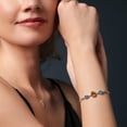 thumbnail image 4 of 925 Silver & 10K Yellow Gold Ecstasy Mystic Topaz London Blue Topaz & Lab Grown Diamond Bracelet for Women | 6.26 Cttw | Gemstone November Birthstone | Oval 10X8MM and 8X6MM | Fully Adjustable 9 inch, 4 of 5