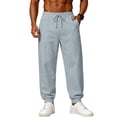 thumbnail image 2 of Loose Sweatpants For Men Elastic Drawstring Waist Casual Trousers Solid Color Ribbed Cuffs Jogger Pants With Side Pockets, 2 of 5