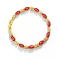 thumbnail image 2 of K-KED 24k Gold Plated Ruby Bracelet Chains for Women Wedding Christmas Birthday Gift-White Ruby, 2 of 7