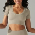 thumbnail image 4 of Timegard Crop Tops for Women Ribbed U Neck Short Sleeve Workout Yoga Tops Seamless Going out Tee Shirts, 4 of 6