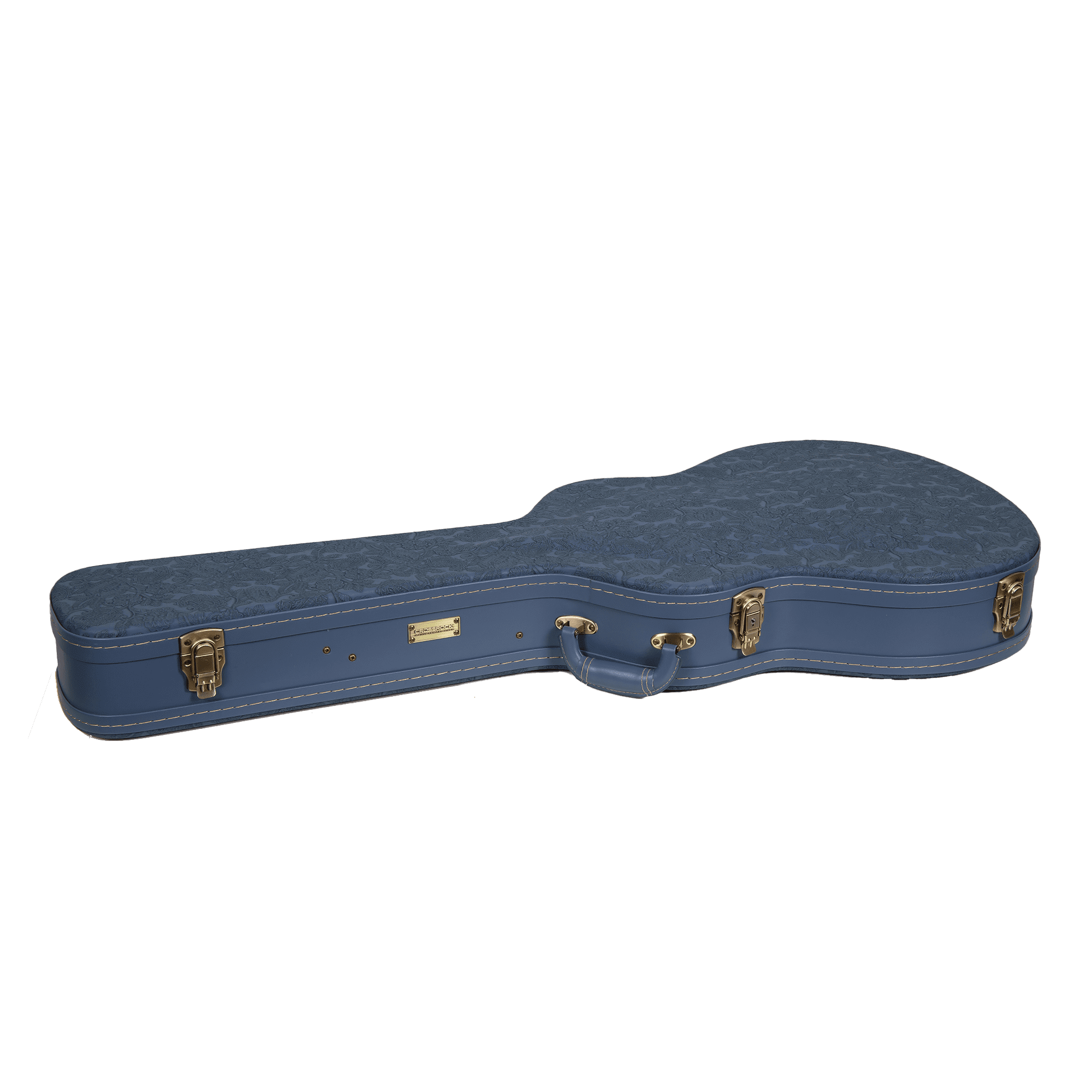 Crossrock Relief Series - Premium Wooden Case for 335 Style 6-string Semi-Hollow Electric Guitars, featuring a Highly Textured Surface and Mink Imitation Fleece Interior - Smoke Blue