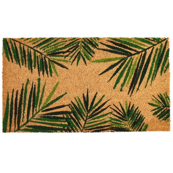 Tropical Welcome Mat for Outdoor Entrance, Coco Coir Palm Leaf Plant Doormat for Front Porch, Patio (30 x 17 In)