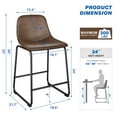 thumbnail image 2 of 24 inch Upholstered Counter Height Bar Stools with Back in Brown, Set of 2, 2 of 7