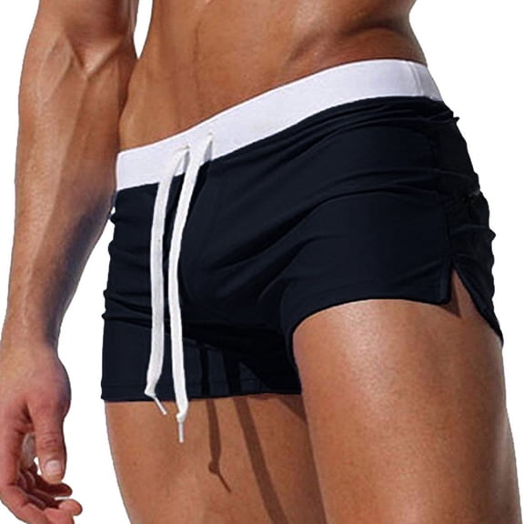 Mens Swimwear Short Swim Trunks with Zipper Pocket Blue XL