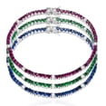 thumbnail image 4 of sterling silver 14k gold plated Ruby Emerald Sapphire and simulated diamond Bracelet, 925 Sterling Silver, Tennis Bracelet, Birthstone Bracelet, Three Stone Jewelry, Gift For Friend, 4 of 5
