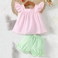 thumbnail image 3 of Fsqjgq Toddler Baby Girls Clothes Fly Sleeve Watermelon Embroidered Tank Top Ruffle Shorts Cute Summer Short Set Girl Cotton Clothing Sets 12M, 3 of 7