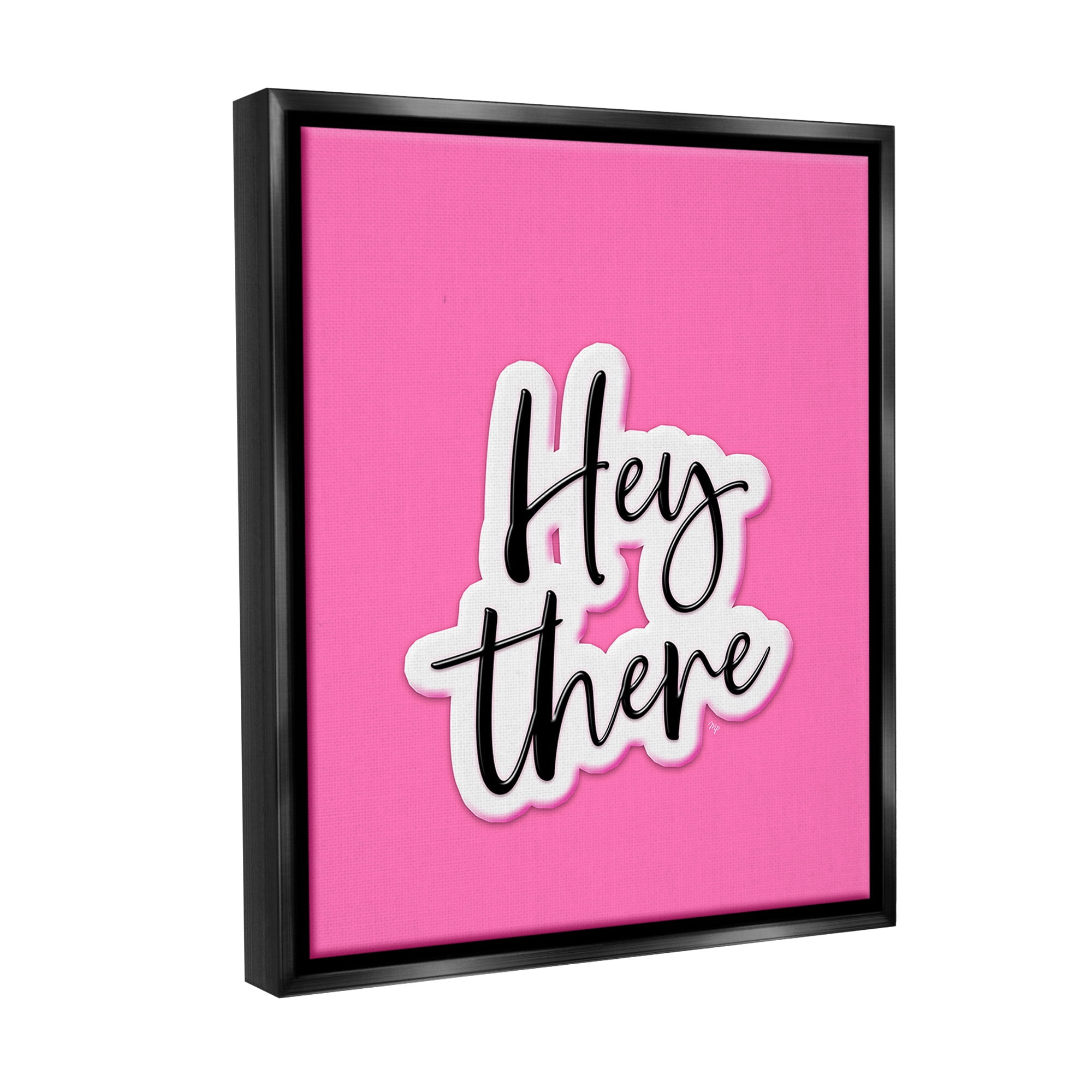 Stupell Industries Bold Hey There Beauty & Fashion Painting Black Floater Framed Canvas Art Print Wall Art, 17 x 21
