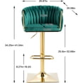 thumbnail image 2 of Tabaray Barstool Set of 2, Velvet Bar Stools with Back, Weave Upholstered Swivel Counter Stools for Kitchen Counter,Coffe Bar (Green), 2 of 18