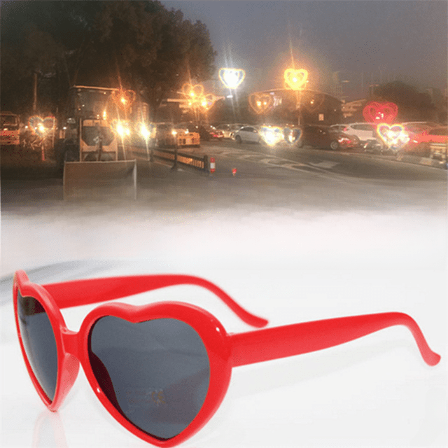 Agite el sonido de los mismos efectos especiales de las gafas de amor para ver el cambio de luz en forma de corazón noche árbol de Navidad efectos especiales confesión artefacto