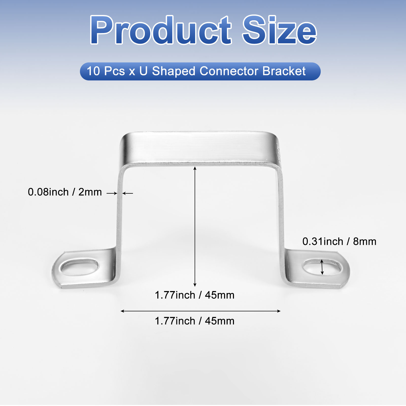 Uxcell 10-Pack U Shaped Connector Bracket, 45x45mm 304 Stainless Steel Square Pipe Clamp for Door Closed Bar Holder Strut Channel