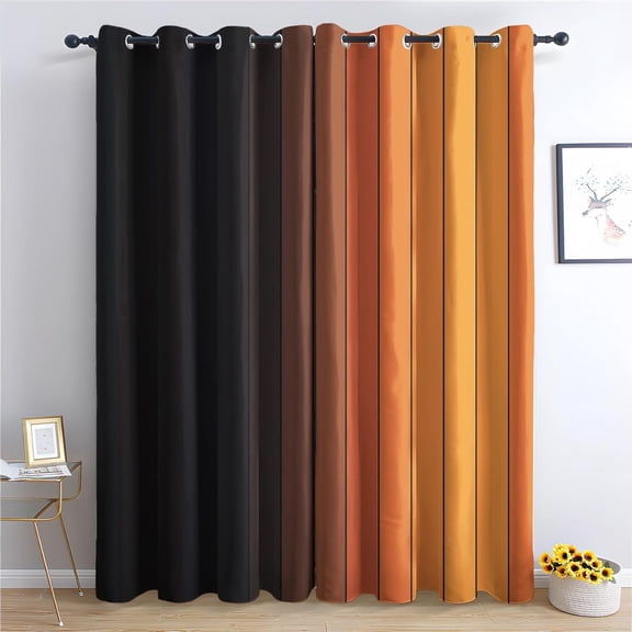 Gradient Curtains, Ombre Blackout Curtains, Modern Curtains For Bedroom Living Room Decor, Thermal Insulated Grommet Drapes 42"W x 63"L (Pack of 2)