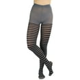 thumbnail image 4 of ToBeInStyle Women's Nylon Horizontal Striped Opaque Tights - Black/Grey - One Size, 4 of 5