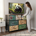 thumbnail image 3 of edx Fabric Dresser with 7 Drawers, Retro Flower Design, Chest of Drawers with Sturdy Steel Frame, Wood Top for Bedroom, Living Room, Hallway, 3 of 7