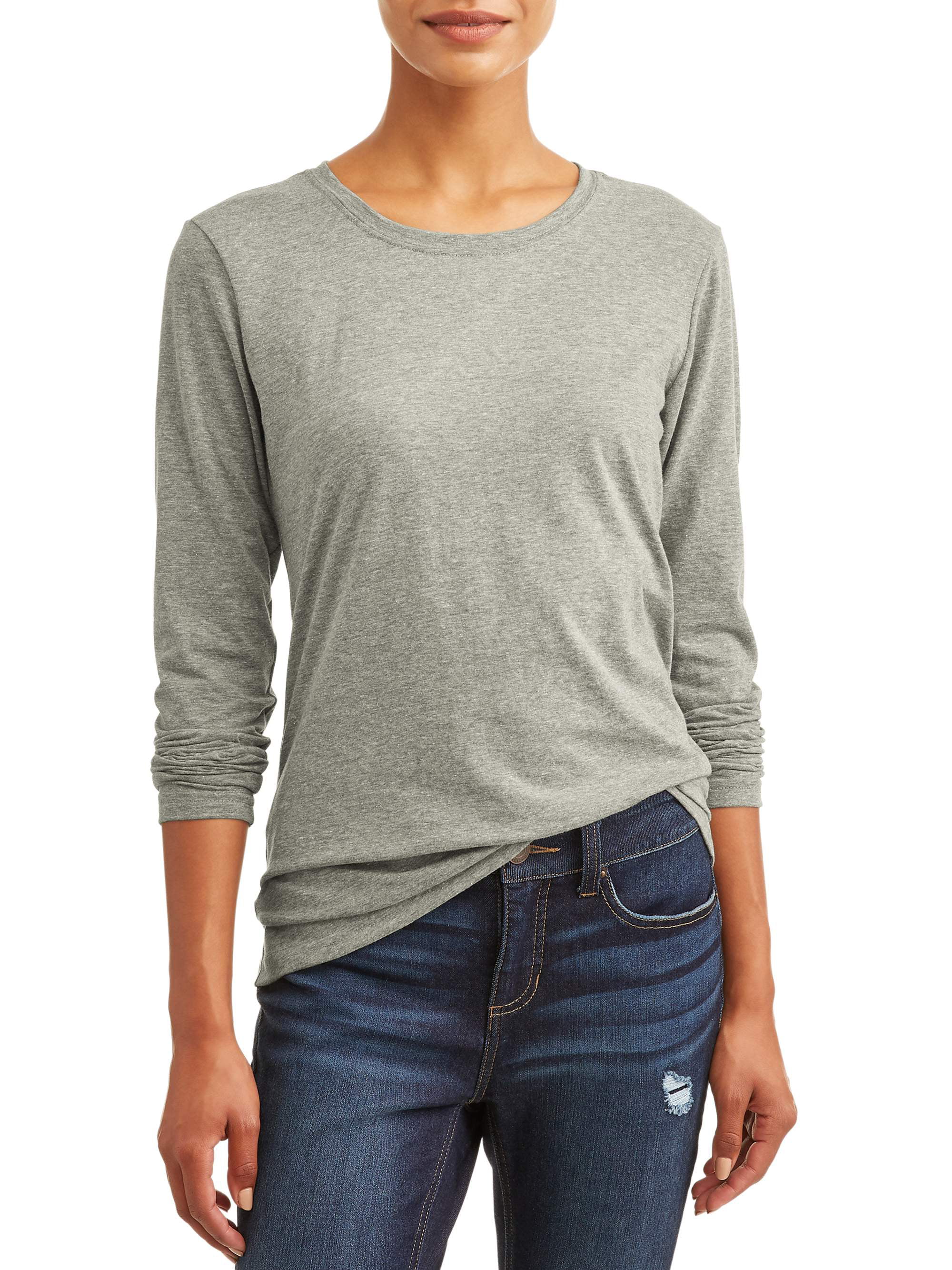Women's Long Sleeve Crewneck T-Shirt - Walmart.com