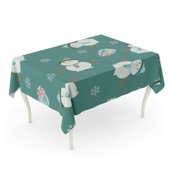 LADDKE Colorful Snowmen and Snowflakes New Year for Decorating Packaging Tablecloth Table Desk Cover Home Party Decor 60x84 inch