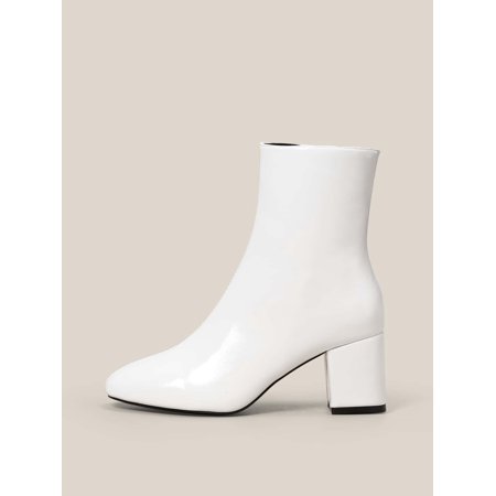 

Women Minimalist White Chunky Heeled Boots Women‘s Footwear