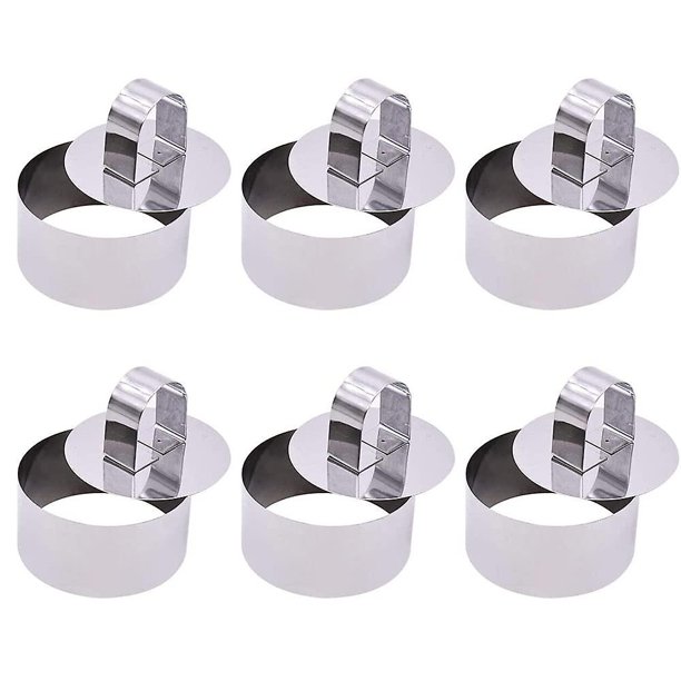 6 piezas de anillo para pastel, cortador de pastel, molde para pastel, anillo para pastel de acero inoxidable, moldes para mousse para hornear, anillos de postre (redondos)
