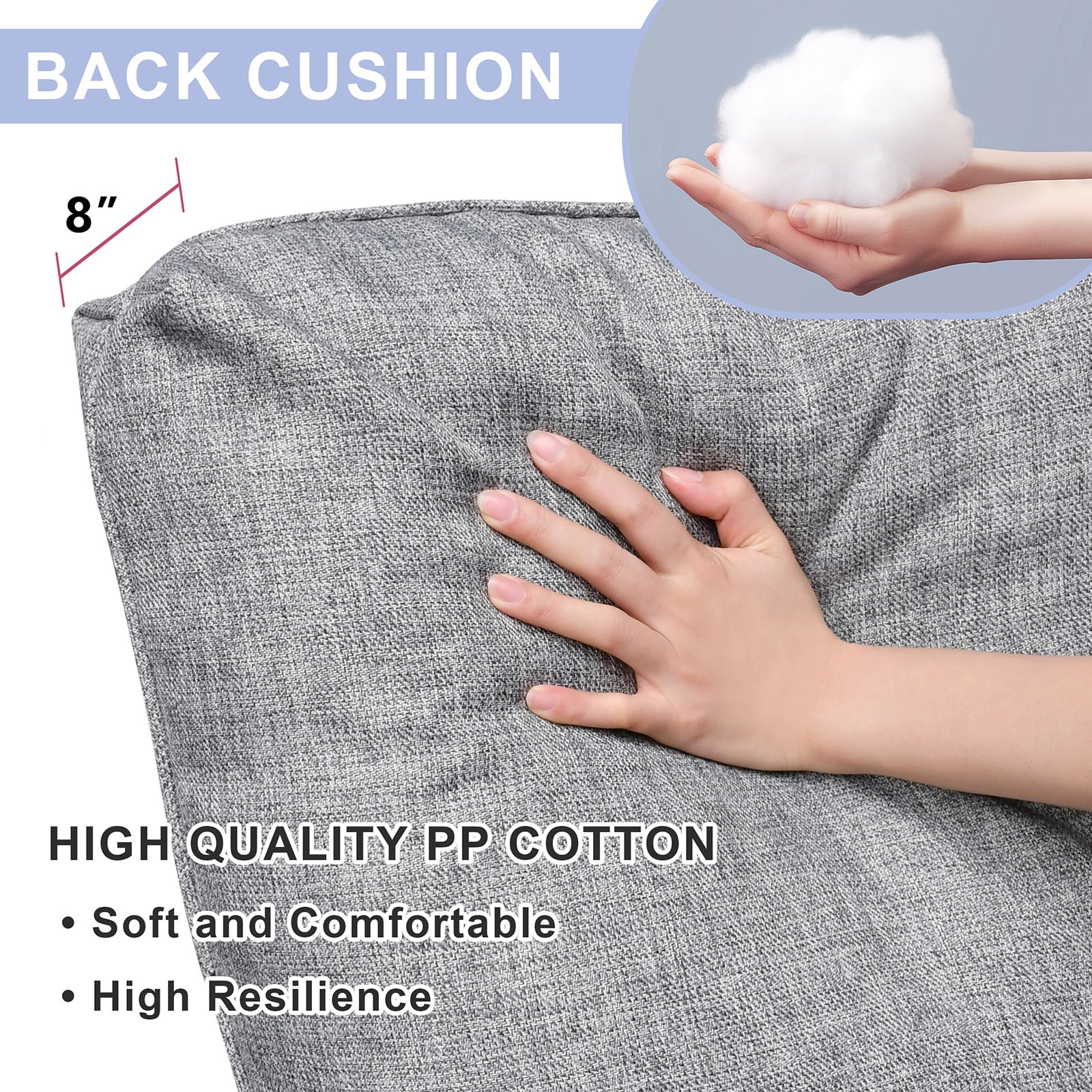 JP Outdoor Replacement Cushion for Indoor or Outdoor Recliner Chair,5.5” Thick, Anti-fade & Waterproof,Grey