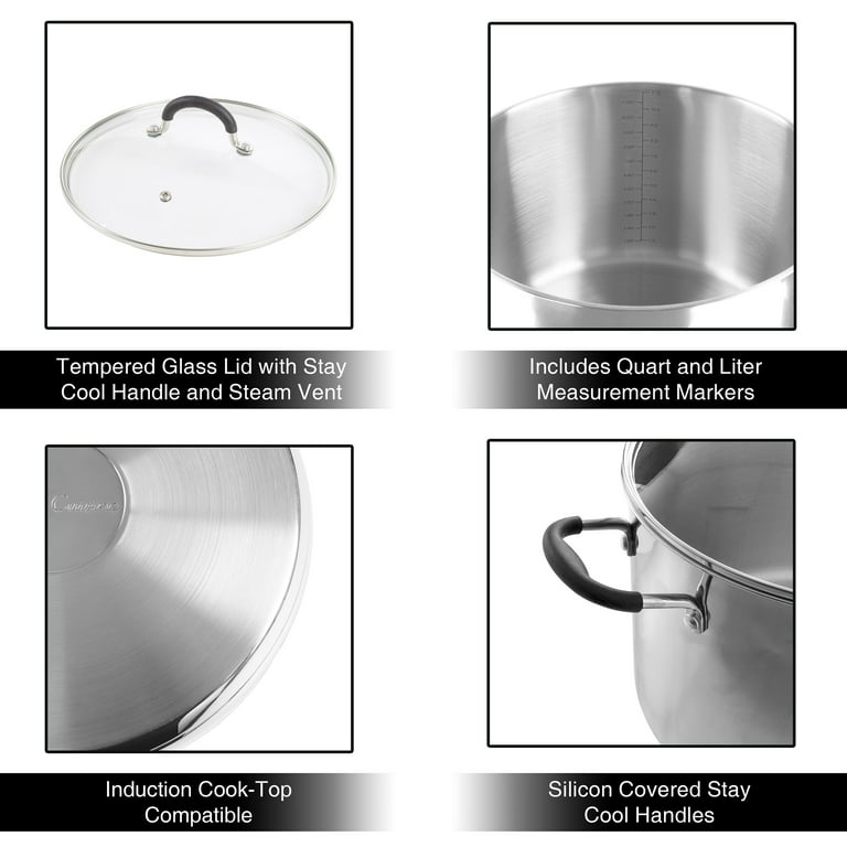 Large Stock Pot-Stainless Steel Pot with Lid-Compatible with