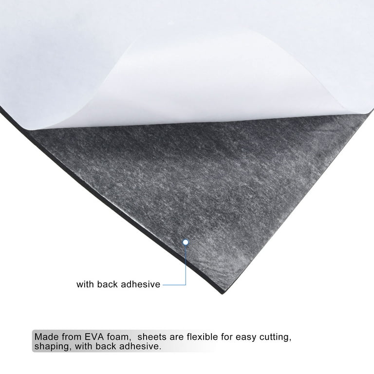 Uxcell EVA Foam Sheets Black Self Adhesive Back 6.56ft x 11.8 Inch 1/2/3/