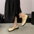 thumbnail image 5 of Domuza Womens Mary Jane Shoes Slip on Dressy Ballerina Flats 2026 Trendy Non-Slip Flats for Casual Formal Work School Office Walking Beige 5（EU-35）, 5 of 5
