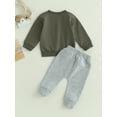 thumbnail image 3 of Loliuicca Toddler Baby Boy Clothes Solid Color Long Sleeve Crewneck Sweatshirt Top Casual Pants Set 2Pcs Fall Winter Outfits, 3 of 8
