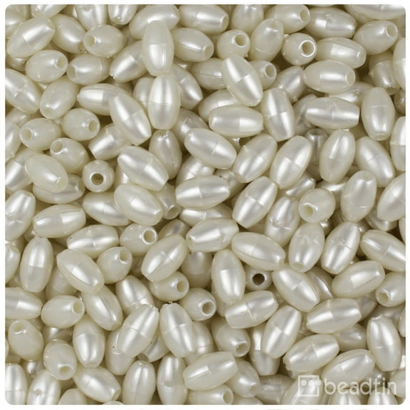 BeadTin Bridal Pearl 9mm Oat Plastic Beads (500pcs)