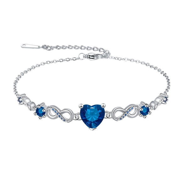 Ocean Blue Heart Cut Gemstone Bracelet, Elegant Infinity Symbol Bangle for Daily & Occasion Wear