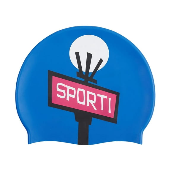 Sporti Silicone Swim Cap - Anti-Slip, Drag-Reducing, Bold Paris Metro Prints