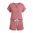 thumbnail image 5 of akafmk 2 Piece Outfits for Women Short Sleeve Loungewear Set Button Pocket Tees and Drawstring Shorts SweatSuits with Pockets Fashions Summer Outfit, 5 of 7