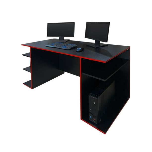 Escritorio Gamer DECOMOBIL Escrigamer Melamina Mdp 140cm X 75cm X 60cm Negro Mate/Rojo GAMER