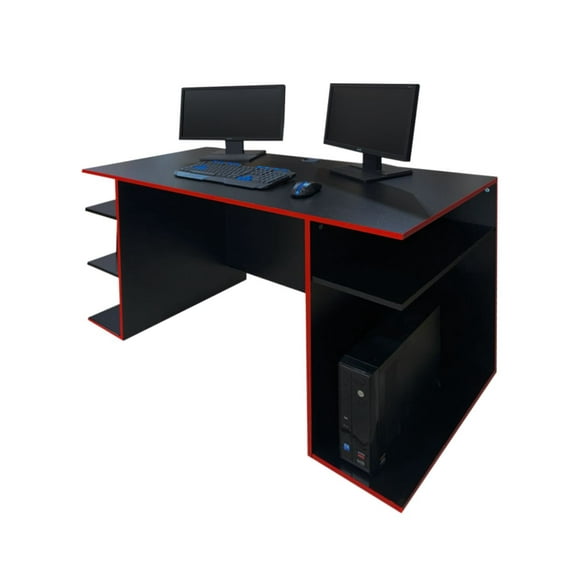 Escritorio Gamer DECOMOBIL Escrigamer Melamina Mdp 140cm X 75cm X 60cm Negro Mate/Rojo GAMER