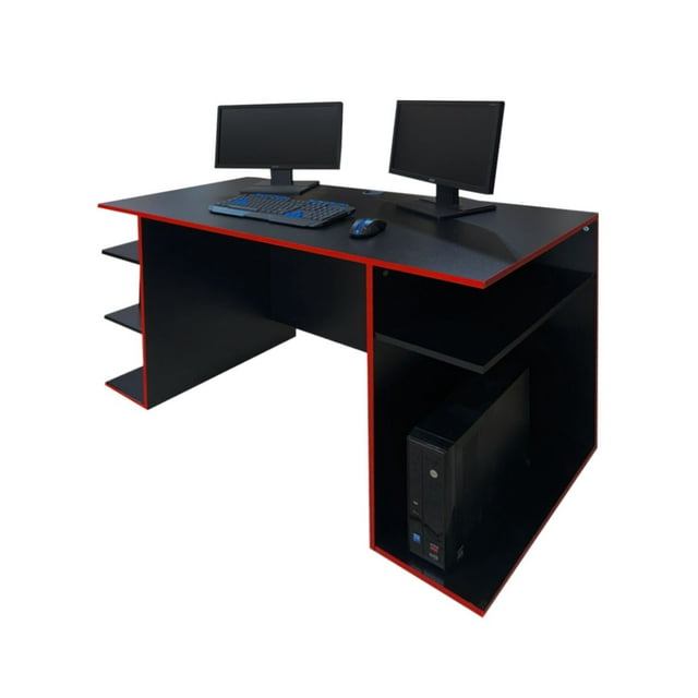 Escritorio Gamer DECOMOBIL Escrigamer Melamina Mdp 140cm X 75cm X 60cm Negro Mate/Rojo GAMER