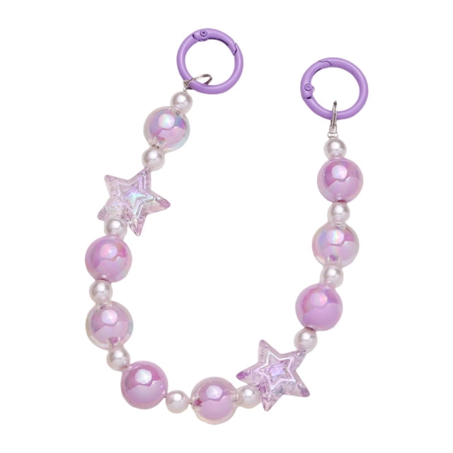 Llavero con cuentas, pulsera, bolso, cadena de dijes, cuentas de estrella de acrílico, cadena de bolso con cuentas Violeta