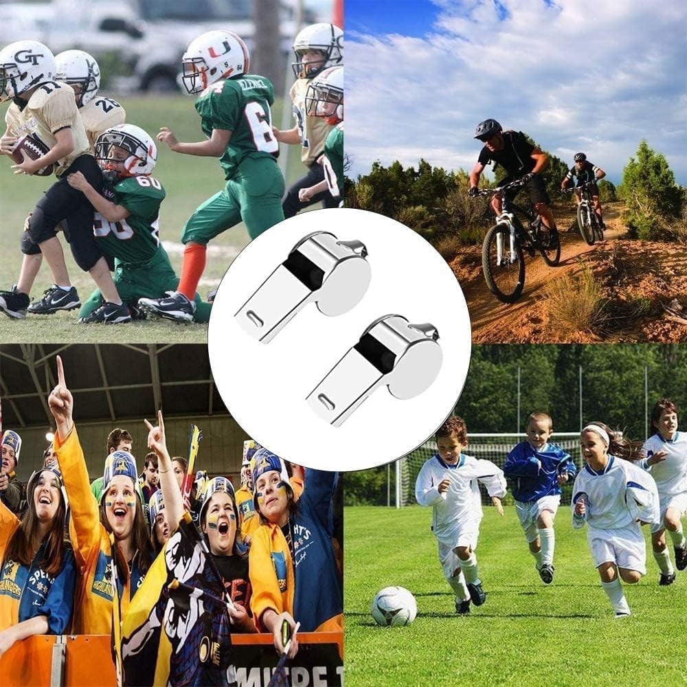 6 Pcs Stainless Steel Whistle, Referee Whistles, Strong Metal Whistle with Lanyard for Coaches, Strong and Durable for Referees, Coaches, Lifeguards, Team Sports