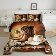 thumbnail image 2 of Manfei Western Cowgirl 2pcs Bedding Comforter Set,Boots Hat Twin Comforter Sets,Floral Daisy Breathable Bedding Set,Super Cozy Rustic Room Decor,Reversible, 2 of 8