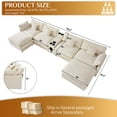 thumbnail image 2 of Wiilayok 162.6" U Shaped Sectional Sofa,Velvet Cloud Modular Sectional Sofa Couch Set with Double Chaise,Central Console,Cup Holder for Living Room,Beige, 2 of 8