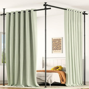 Room Divider, No Drilling Curtain Tension Rods Wall Divider for Room Separation, 4-10ft(H) 30-147"(W) Adjustable, Heavy Duty Floor to Ceiling Space Separator Privacy Dividers for Rooms, Black
