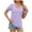 Purple, variant on Elegant Puff Sleeve Eyelet Tops Women's Dressy Casual Solid Color V-Neck Summer Blouse Black