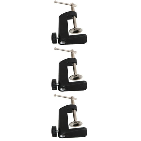 

3 pcs Metal Table Clips Round Horse Buckle Desktop Holder Universal Fixed Base Clips Iron Multi-purpose Bottom Clip Accessories for Home Use (Thickening Style Black)