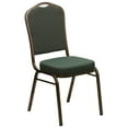 thumbnail image 7 of BizChair 4 Pack Crown Back Stacking Banquet Chair in Green Patterned Fabric - Gold Vein Frame, 7 of 7