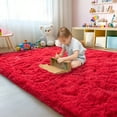 thumbnail image 7 of ZENELESS Super Soft Fluffy Rug for Bedroom,6x9 Red Anti-Skid Plush Floor Carpet for Living Room Home Decor, 7 of 7