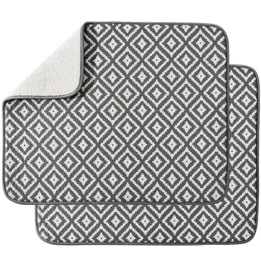 Dish Drying Mat for Kitchen 2 Pack, Ultra Absorbent Microfiber Dishes Drainer Mats by Subekyu,19.2 by 15.8 Inch(Rhombus)
