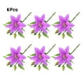 thumbnail image 4 of Injueey 6 piezas de PVC Artificial Lilys flor simulación reutilizable lavable portátil sala de estar planta falsa flores ornamento Flores artificiales Púrpura Injueey HA084319-06, 4 of 6