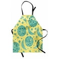 thumbnail image 1 of Moon Apron Grunge States of the Moon Stars Pattern Vintage Color Palette Retro Design, Unisex Kitchen Bib Apron with Adjustable Neck for Cooking Baking Gardening, Yellow Turquoise Teal, by Ambesonne, 1 of 3