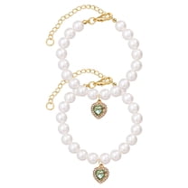 Pearl Collar for Cat Puppy, Small Cute Heart Shape Pet Necklace, Adjustable Wedding Party Pet Jewelry Accessories for Puppy Kitten