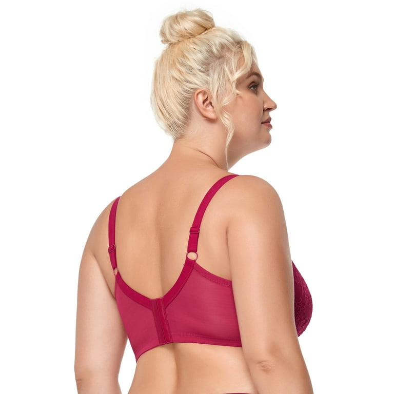 HSIA Womens Plus Size Sexy Bras Full Coverage Mesh Unlined Minimizer Bras  Rose Red 42G
