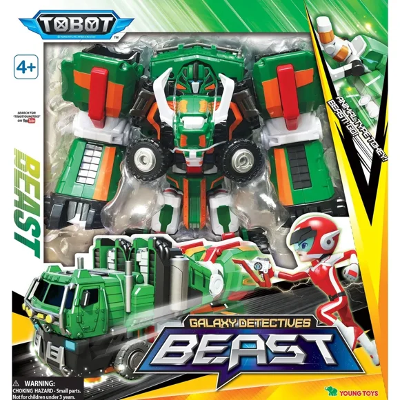 Jeunes Jouets Galaxy Detective Tobots Robot Bête Transformable - Figurine Inspirée de la Série Animée de 24 cm Se Convertit de Robot en Camion avec Clé de Transformation en Forme d'Animal, Se Combine avec Tobot Bigfoot pour