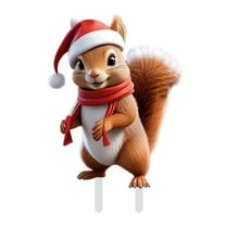 Leojiow Christmas Cute Cartoon Squirrel Ground Stake Insert Art Garden Decoration Colorful Christmas Outdoor Decoration For Yard For Christmas N 30Cm B
