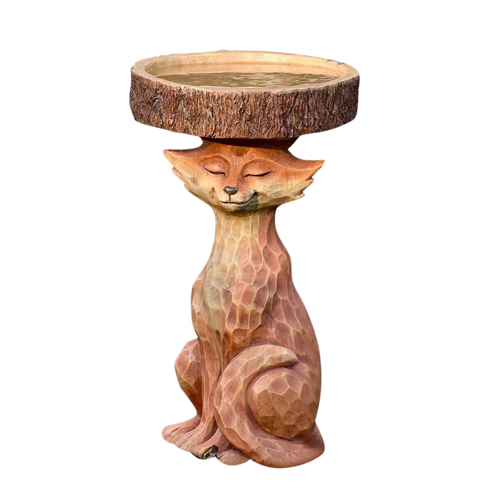 Colaxi Garden Bird Bath Bowl Lowrie Statue Figurine Deck Fence Outdoor Lawn Resin Feeder Animal Sculpture for Courtyard Railing Yard
